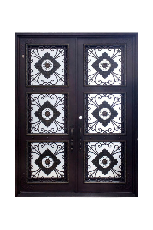 Victorian Garden Double Iron Door – Botanical Iron Design with Regal Detailing