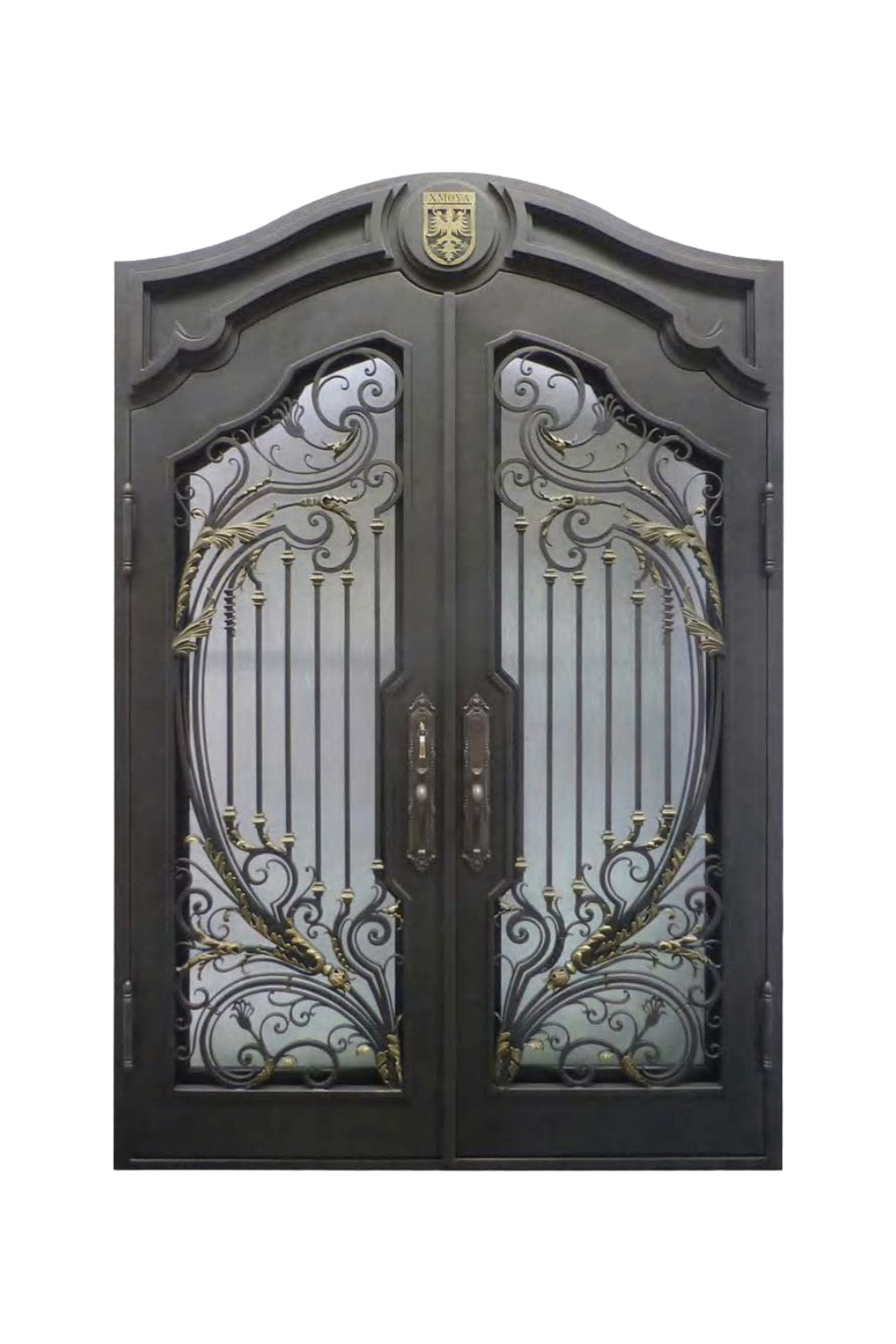 Royal Crest Double Iron Door – Custom Ironwork for Estate Entrances