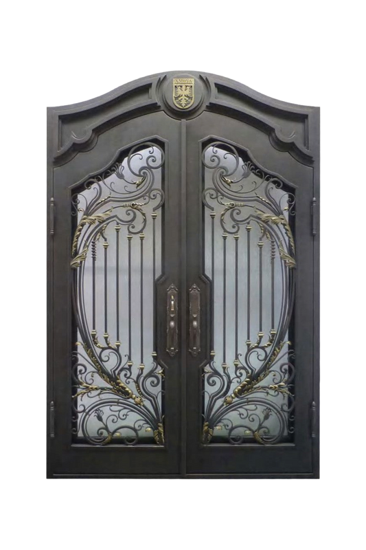 Royal Crest Double Iron Door – Custom Ironwork for Estate Entrances