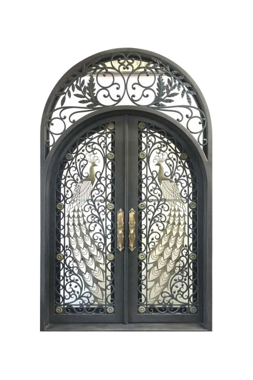 Regal Quill Double Iron Door – Gilded Iron Door with Ornate Craftsmanship