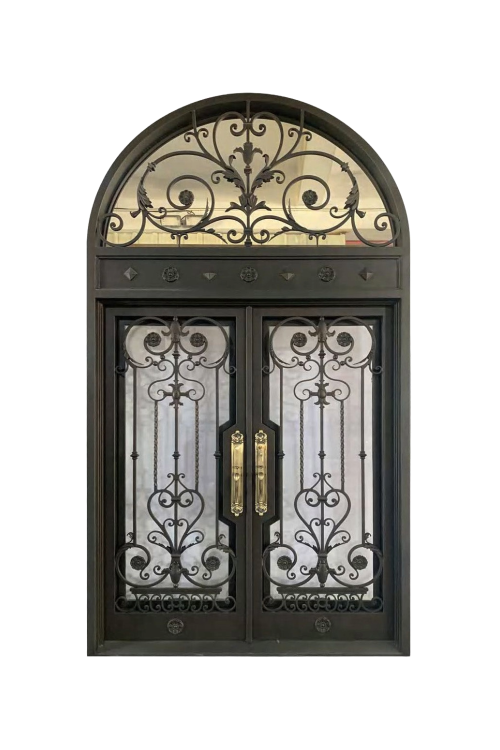 Gilded Hourglass Double Iron Door – Hourglass Iron Design with Intricate Detailing