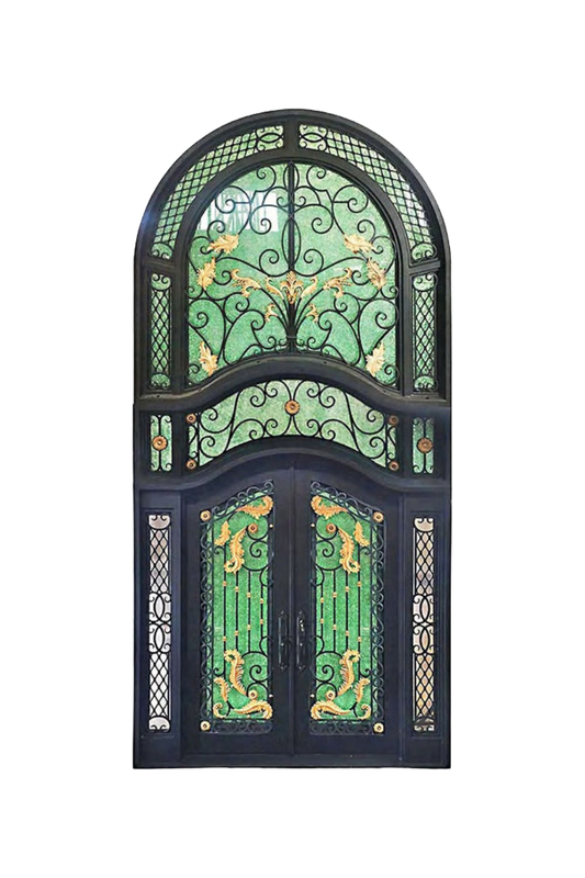 Venetian Spring Double Iron Door – Romantic Curves and Ornate Iron Design