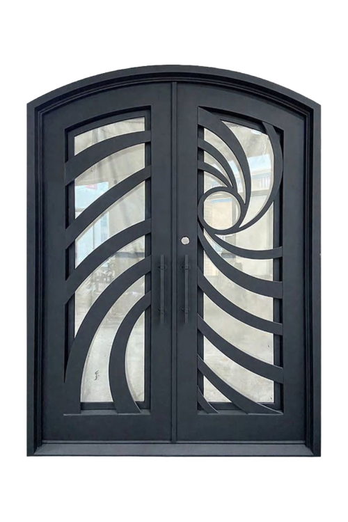 Spiral Tide Double Iron Door – Graceful Iron Design with Flowing Motif