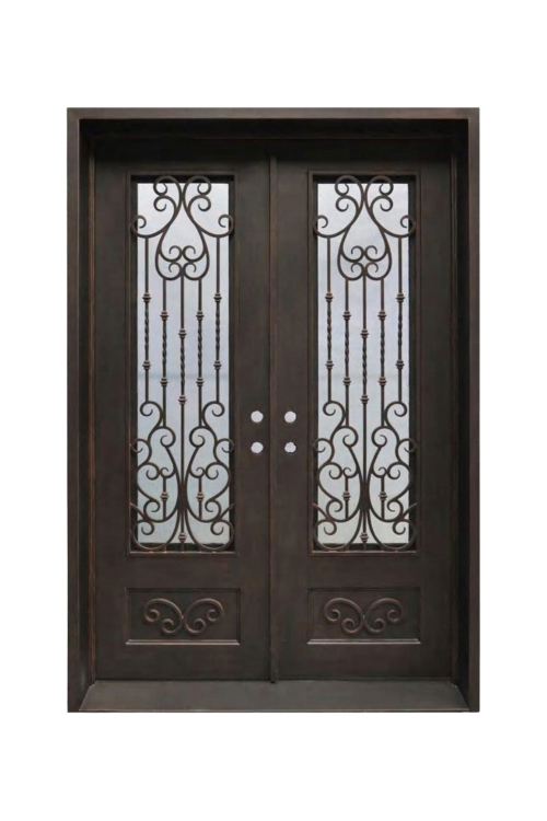 Elmwood Double Iron Door – Botanical Iron Design with Custom Features