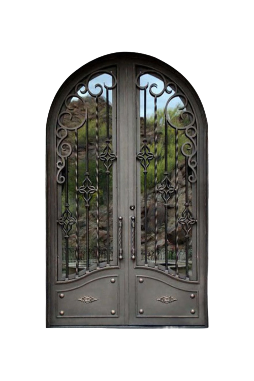 Wisteria Arched Double Iron Door – Organic Ironwork with Elegant Detailing