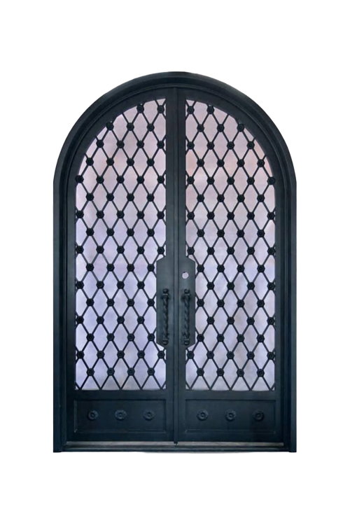 Royal Lattice Double Iron Door – Elegant Arched Design with Precision Craftsmanship
