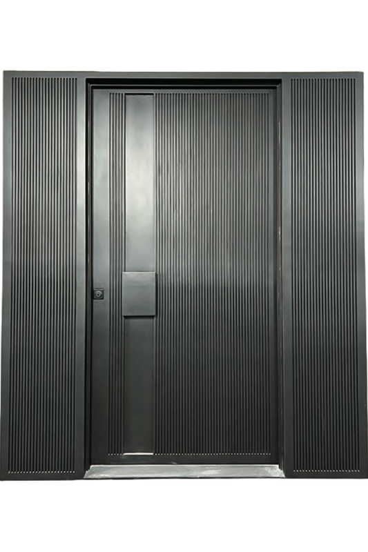 Linea Ribbed Iron Pivot Door