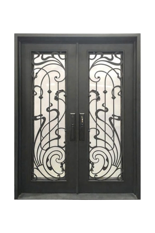 Waterscape Double Iron Door – Water-Inspired Iron Design with Flowing Lines