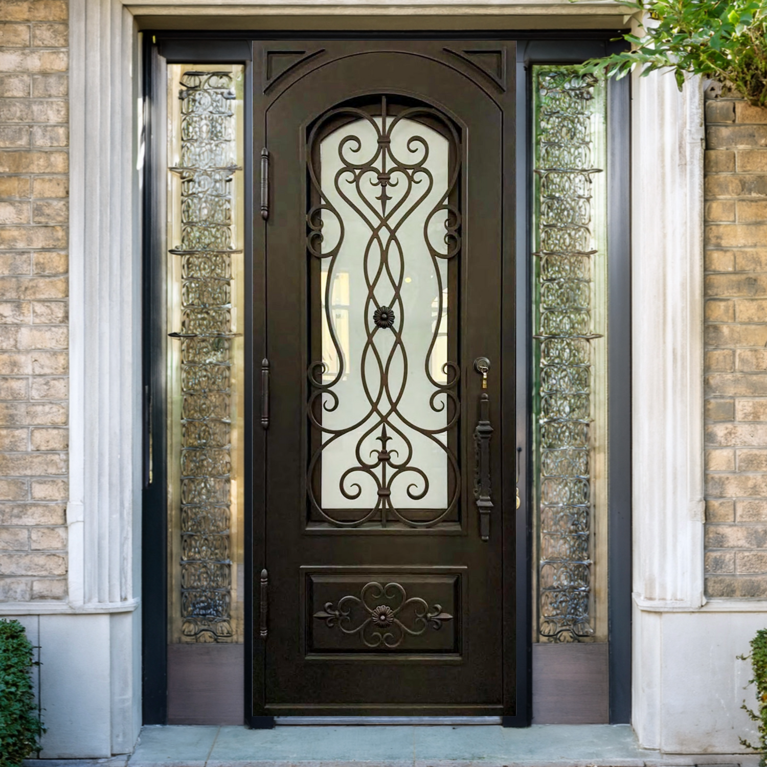 wrought iron single entry door