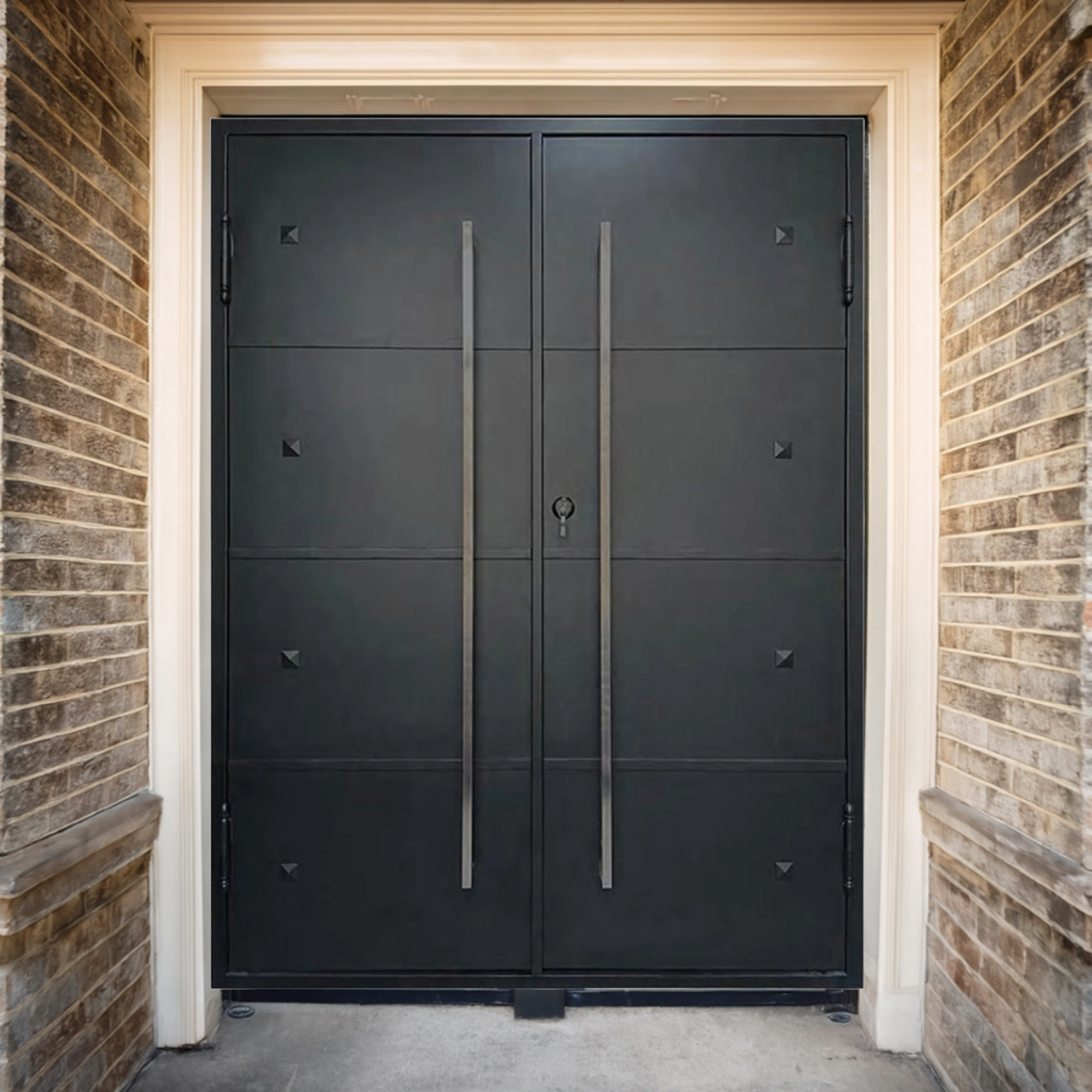 contemporary modern black iron door