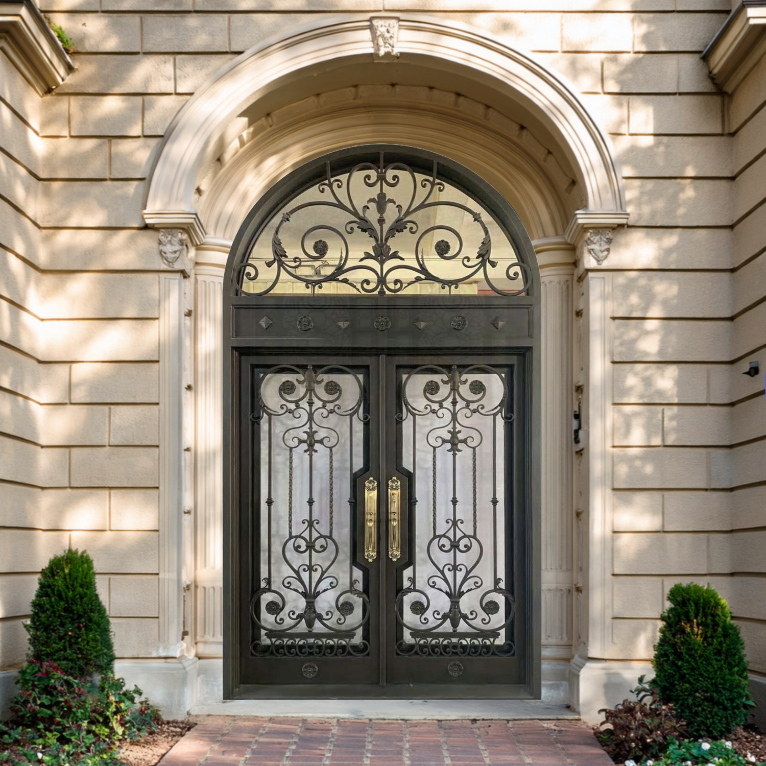 luxury iron door with transom