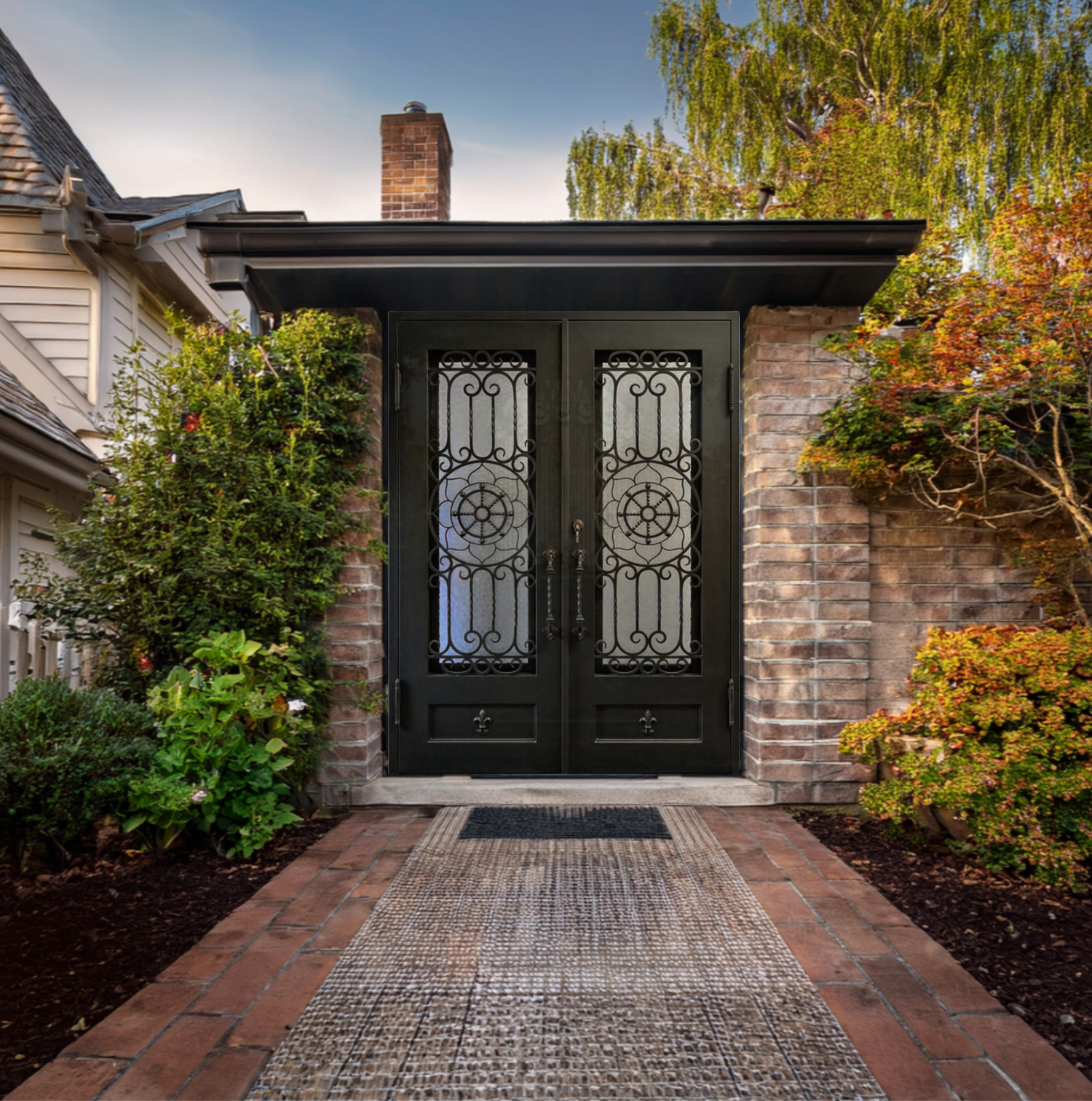 Glass and iron patio door