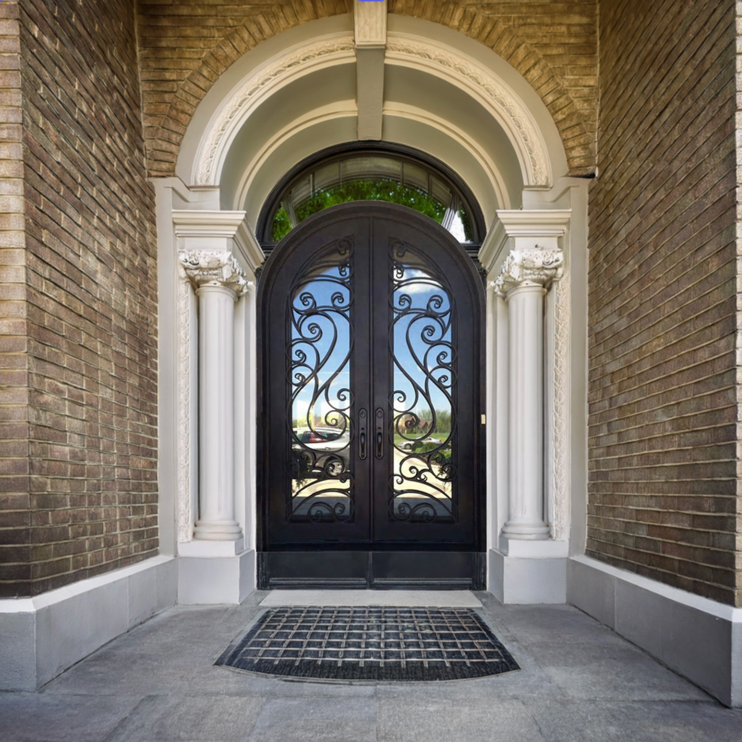 Iron modern door with mirror glass