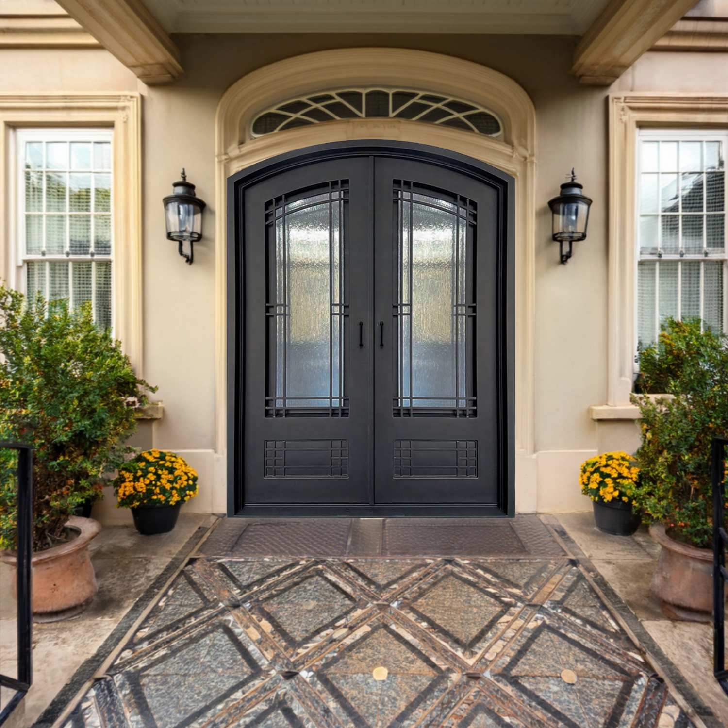 door with modern simple iron door design