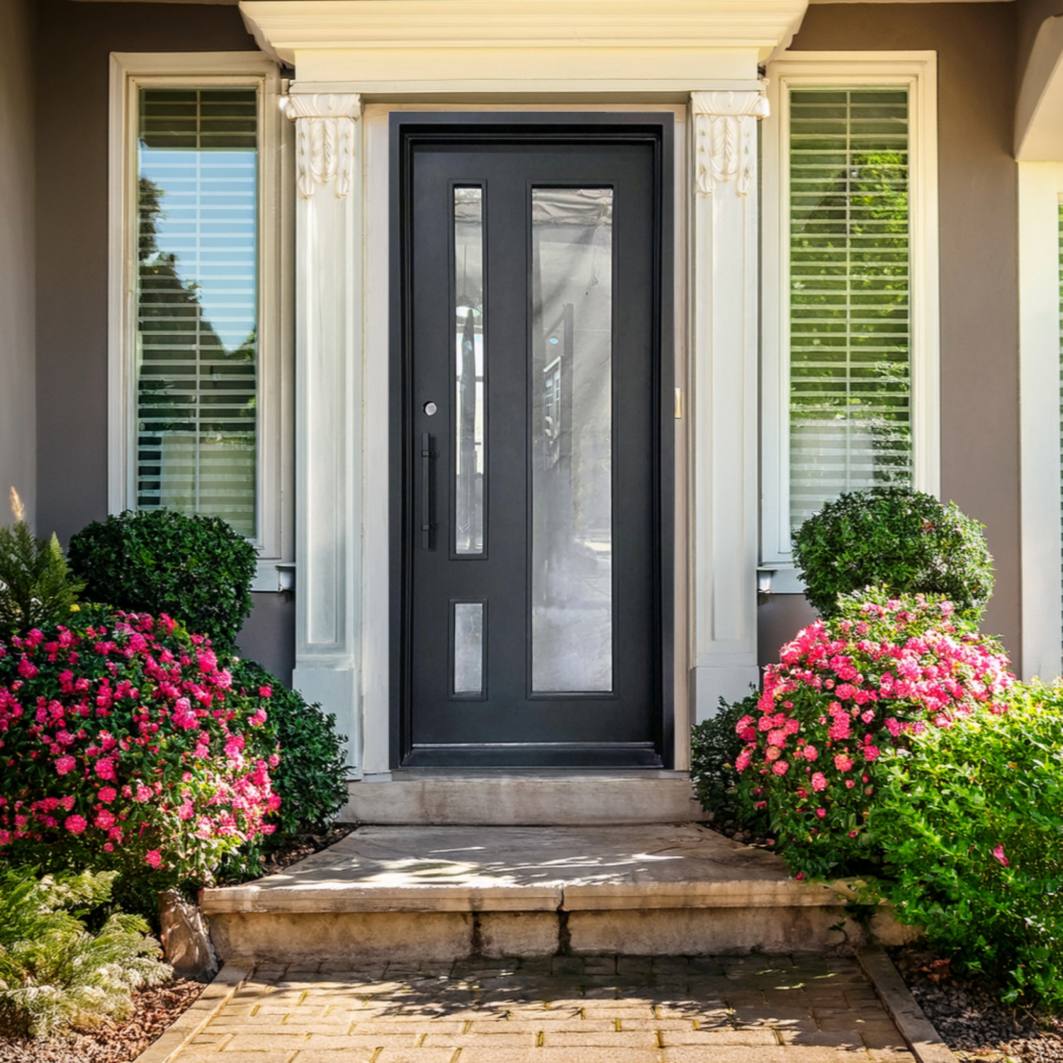single wrought iron front door