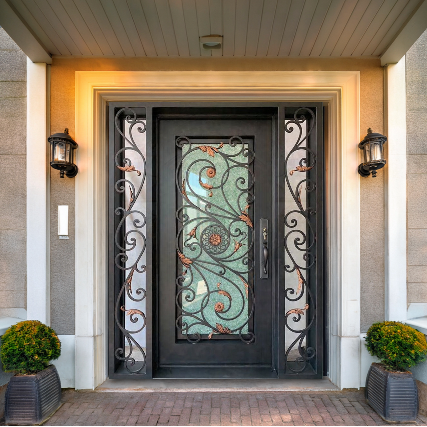 single iron front doors