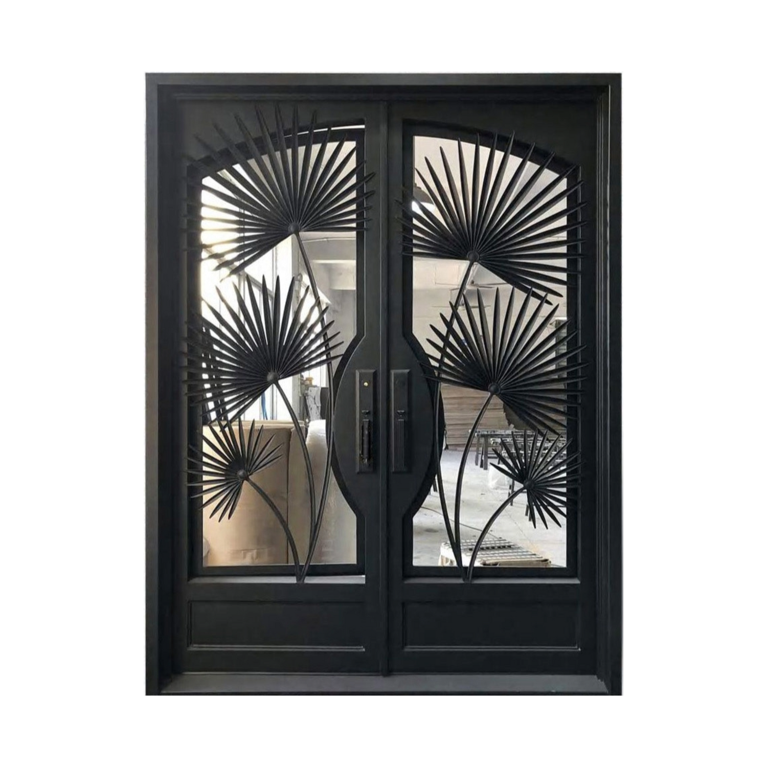Nature-Themed Backyard Iron Doors