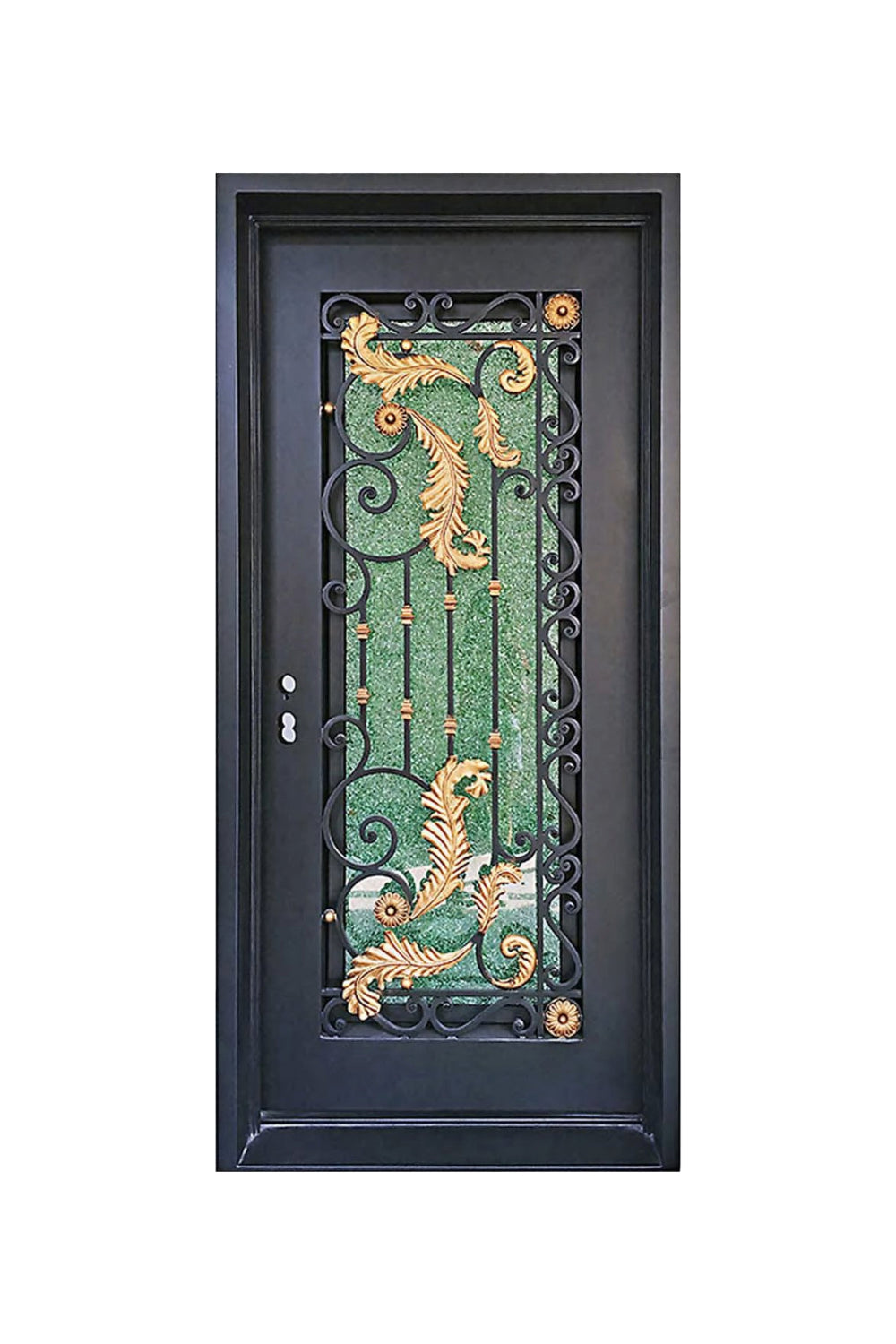 Custom single wrought iron doors, designed for beauty and security.
