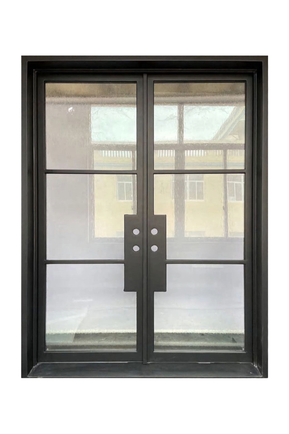Sleek and Modern Iron Entryway with Clear Glass