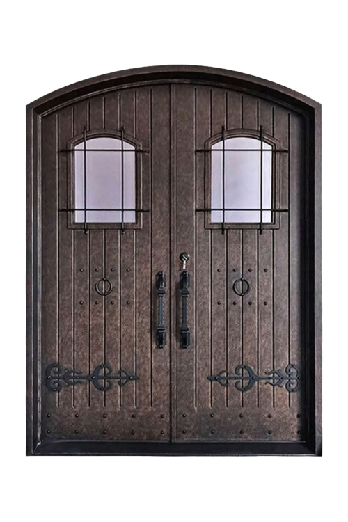 Highland Knight Double Wrought Iron Door – Traditional Iron Design for Grand Entrances