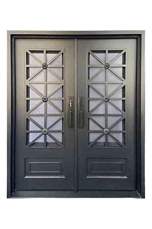 Iron Aster Double Iron Door – Floral Design with Custom Ironwork