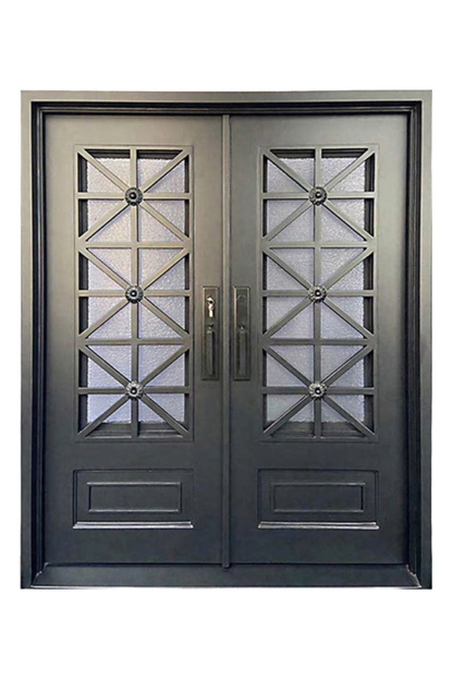 Iron Aster Double Iron Door – Floral Design with Custom Ironwork
