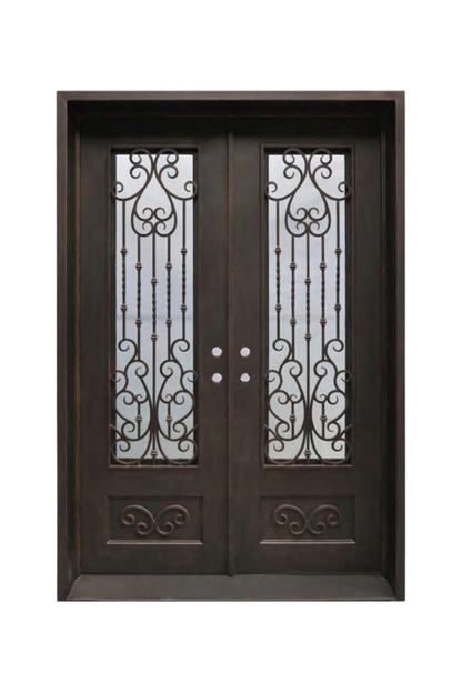Elmwood Double Iron Door – Botanical Iron Design with Custom Features