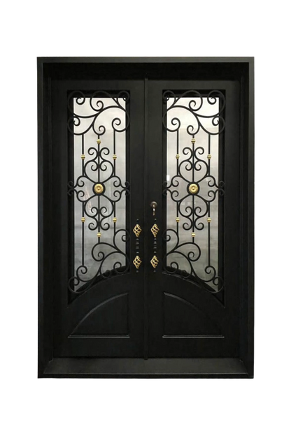 Gilded Flower Double Iron Door – Ornate Floral Design with Luxury Detailing
