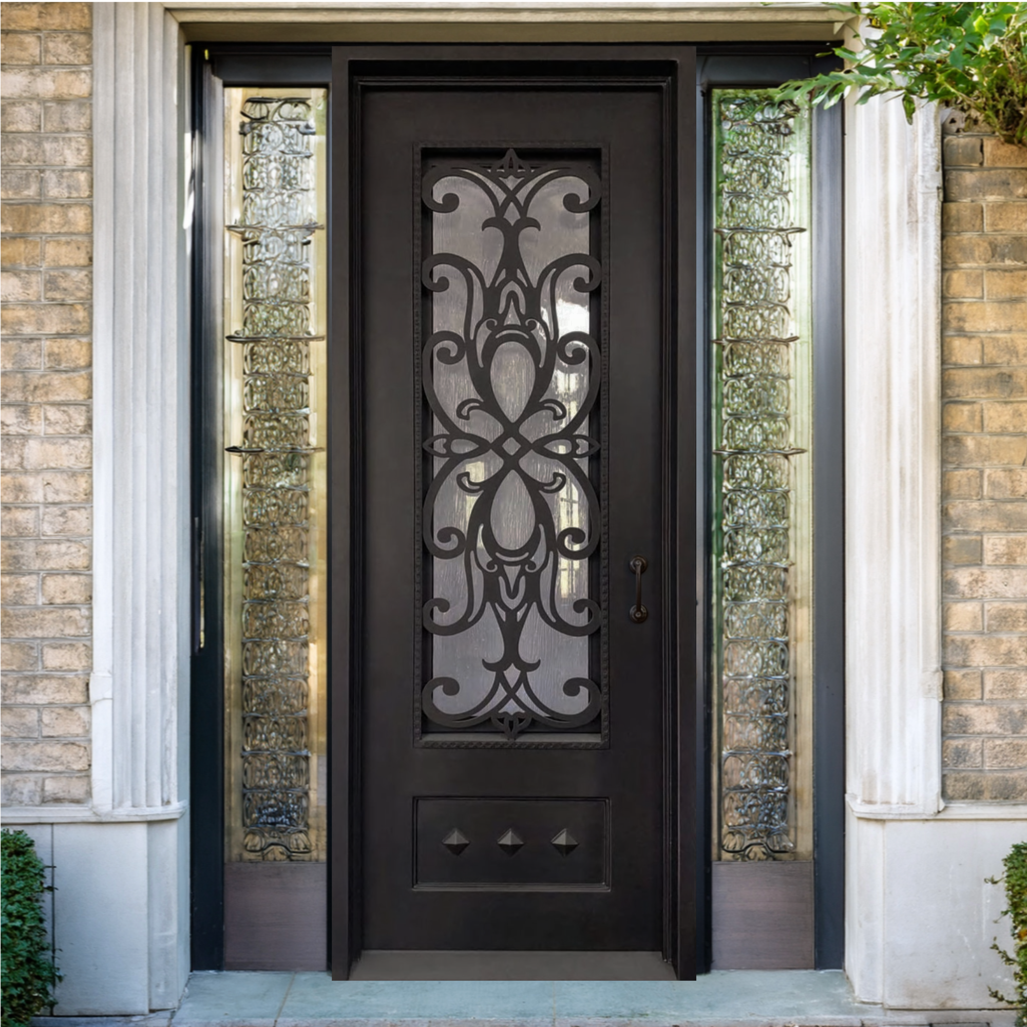 pretty nature inspired backyard doors iron