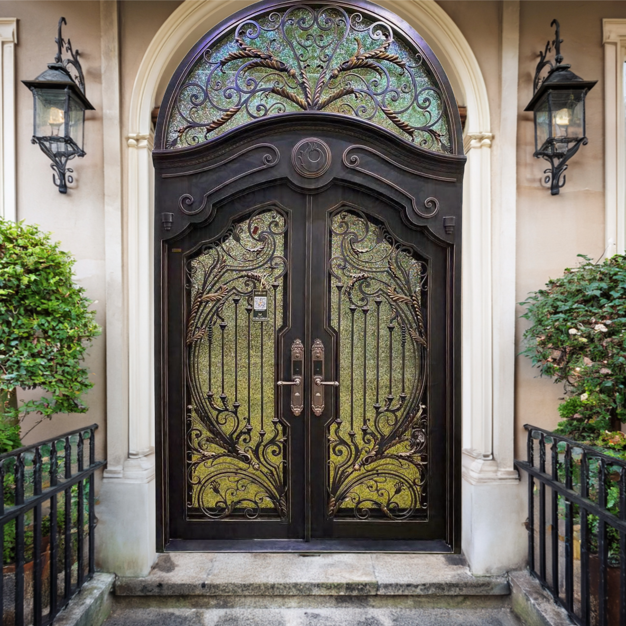luxury wrought iron door entryway